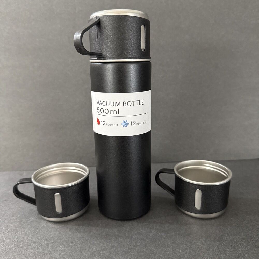 500ml Stainless Steel Vacuum Flask Thermos Bottle Set Lightweight Insulated 4 pc